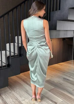 AX Paris Duck Egg Wrap Top Gathered Skirt Midi Dress