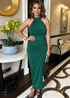 AX Paris Teal Halter Neck Knot Skirt Midi Dress