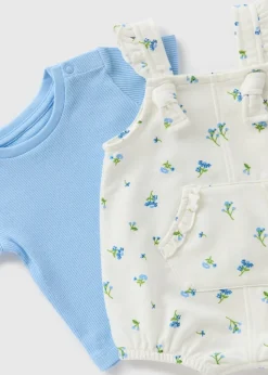 Baby Blue Floral Top & Dungaree Set (Newborn-23mths)
