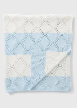 Baby Blue Stripe Knitted Blanket