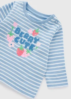 Baby Blue Stripe Strawberry Long Sleeve Top