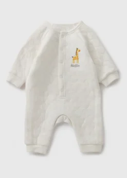 Baby Cream Giraffe Quilted Sleepsuit (Newborn-6mths)