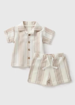 Baby Ecru Stripe Textured Shirt & Shorts Set (Newborn-23mths)