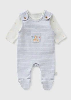Baby Grey Stripe Dungaree (Newborn-6mths)