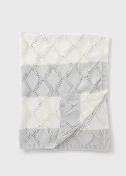 Baby Grey Stripe Knitted Blanket