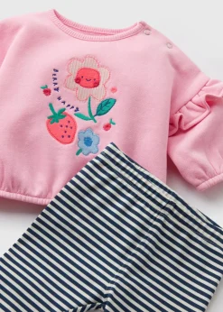 Baby Pink Strawberry Sweatshirt & Leggings Set (Newborn-23mths)