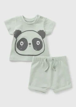 Baby Sage Panda T-Shirt & Shorts (Newborn-23mths)
