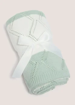 Baby Sage Stripe Knitted Blanket