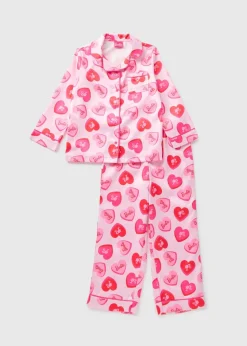 Barbie Girls Pink Heart Satin Pyjama Set (4-13yrs)