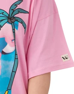 Barbie Pink "Cali Vibes" Skater Short Sleeve T-Shirt Dress