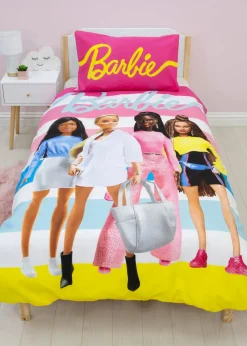 Barbie Pink Unboxed Stripe Polycotton Duvet Cover Set