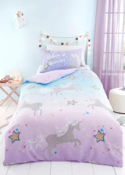 Bedlam Ombre Unicorn Glow in the Dark Lilac Duvet Cover Set