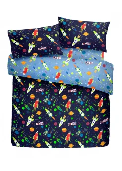 Bedlam Supersonic Glow in the Dark Blue Duvet Cover Set