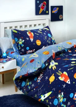 Bedlam Supersonic Glow in the Dark Blue Duvet Cover Set