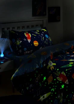 Bedlam Supersonic Glow in the Dark Blue Duvet Cover Set