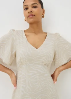 Beige Animal Print Midi Dress