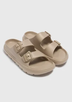 Beige Chunky Buckle Sandals