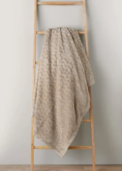 Beige Embossed Fleece Throw