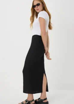 Beige Hyper Texture Midaxi Skirt