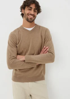 Beige Soft Touch V-Neck Jumper