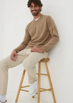 Beige Soft Touch V-Neck Jumper