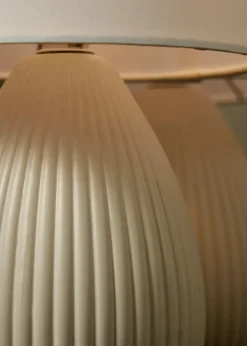 BHS Alder Teardrop Ceramic Table lamp TWIN PACK Cream (32cm x 18cm)