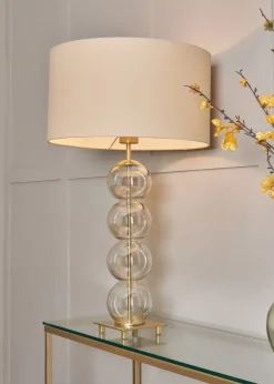 BHS Antique Brass Metro Ball Stacked Table Lamp Champagne  (71cm x 40cm)