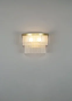 BHS Aubrey Frosted Wall Light Brass (19cm x 26cm)