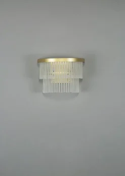 BHS Aubrey Frosted Wall Light Brass (19cm x 26cm)