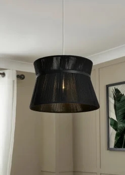 BHS Bahia String Bound Double Easyfit Black (24cm x 35cm)