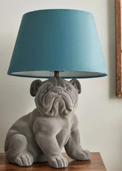BHS Boris Bulldog Table Lamp Grey & Blue (43cm x 32cm)