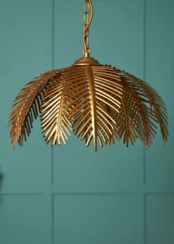 BHS Brookby Palm Ceiling Light Brass (Adjustable 34-129cm x 40cm)