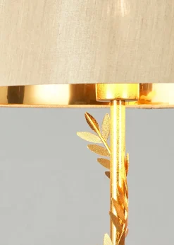 BHS Brookby Palm Floor Lamp Brass (162cm x 46cm)