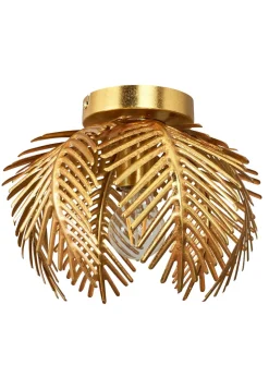 BHS Brookby Palm Flush Ceiling Light Brass (21cm x 30cm)