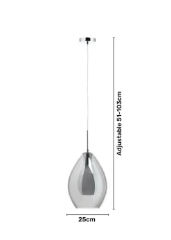 BHS Carmella Pendant Chrome (Adjustable 51-103cm x 25cm)