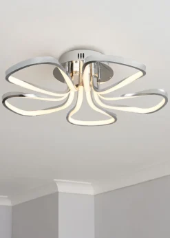 BHS Chrome Alvar 5 Petals LED Flush Light