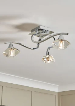 BHS Chrome Bella Flush Ceiling 3 Light (15cm x 45cm)