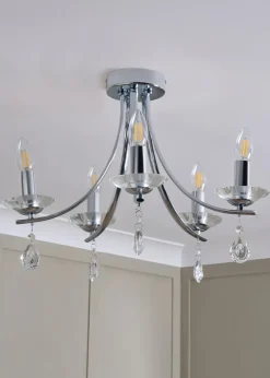 BHS Chrome Bugsy Flush Ceiling 5 Light (36cm x 55cm)