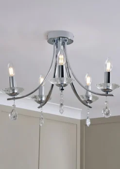 BHS Chrome Bugsy Flush Ceiling 5 Light (36cm x 55cm)