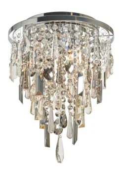 BHS Chrome Jennifer Flush Ceiling Light with Mixed Cut Glass (37cm x 30cm)