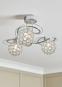 BHS Chrome Orianna Flush 3 Light (22cm x 43cm)