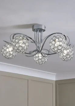 BHS Chrome Orianna Flush 5 light (22cm x 52cm)