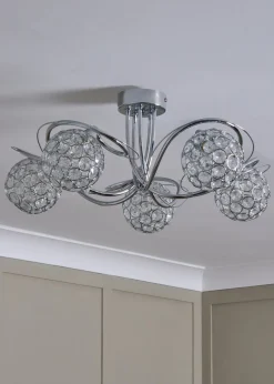 BHS Chrome Orianna Flush 5 light (22cm x 52cm)