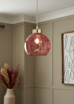 BHS Dalton Dimpled Glass Ball Easyfit Pink (22cm x 25cm)