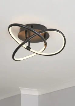 BHS Eero Knotted Shape LED Flush Ceiling Light Satin Black (15cm x 36cm)