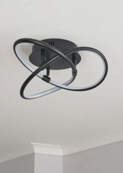 BHS Eero Knotted Shape LED Flush Ceiling Light Satin Black (15cm x 36cm)