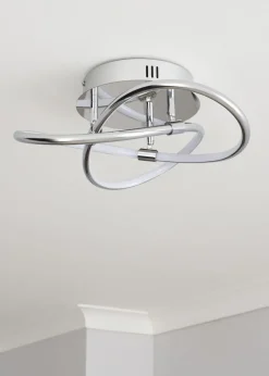 BHS Eero Knotted Shape LED Flush Ceiling Light Chrome (15cm x 36cm)