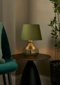 BHS Elder Glass Table Lamp Green (33cm x 24cm)