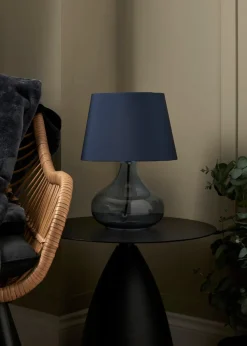 BHS Elder Glass Table Lamp Blue (33cm x 24cm)