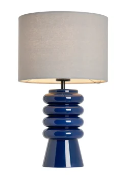 BHS Fava Ribbed Glass Table Lamp Blue (45cm x 27cm)